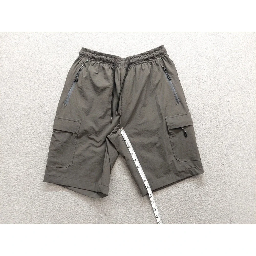 Scollit Men  Shorts S Gray Drawstring Elastic Waist Zipper Pockets Performance